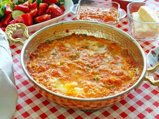 egg dish with tomatoes peppers onions spices