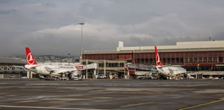 Passenger airplanes docking at Istanbul