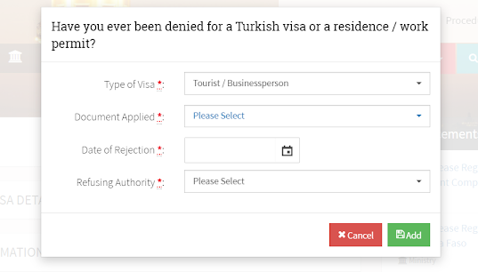 تم رفض طلب التأشيرة التركية من قبل