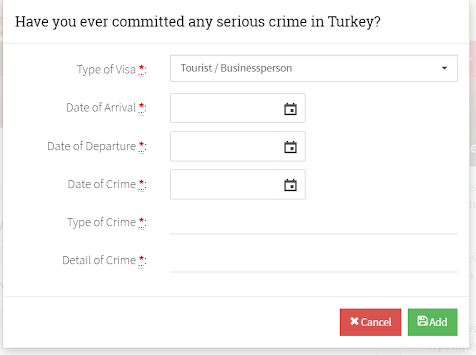 Alguna vez ha cometido algún delito grave en Turquía.
